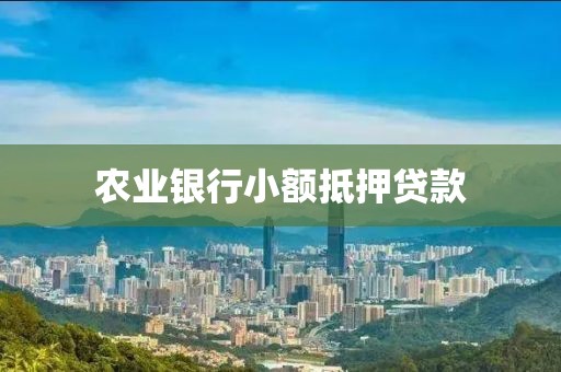 农业银行小额抵押贷款
