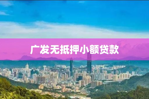 广发无抵押小额贷款