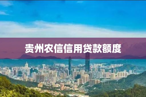 贵州农信信用贷款额度