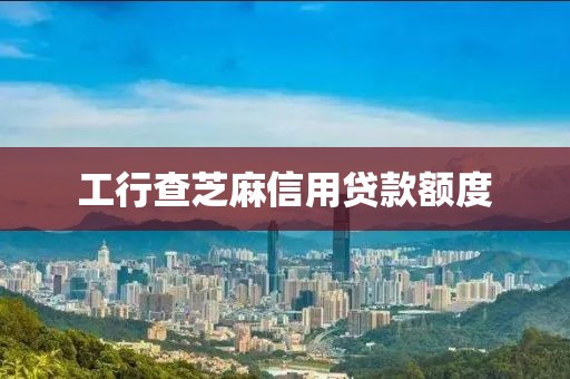 工行查芝麻信用贷款额度