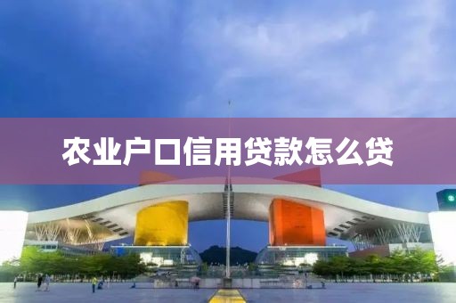 农业户口信用贷款怎么贷