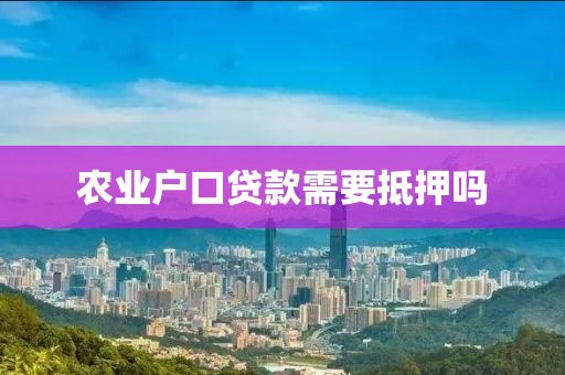 农业户口贷款需要抵押吗