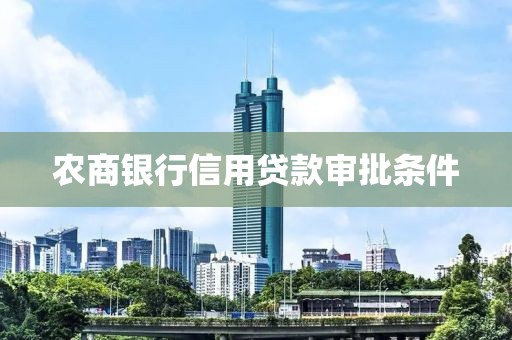 农商银行信用贷款审批条件