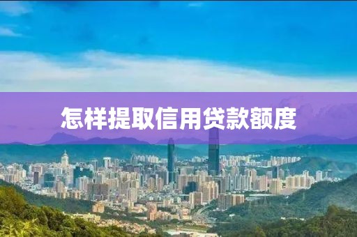 怎样提取信用贷款额度