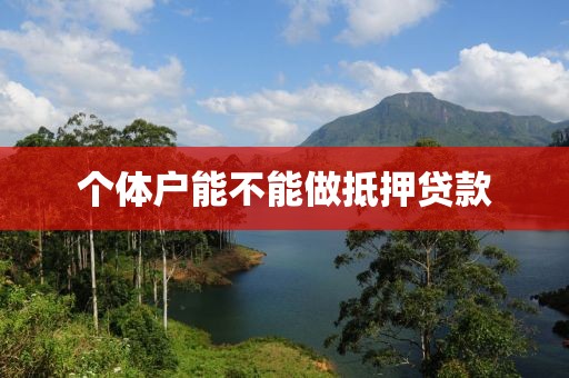 个体户能不能做抵押贷款