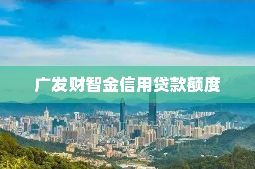 广发财智金信用贷款额度