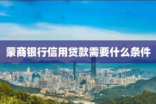 蒙商银行信用贷款需要什么条件