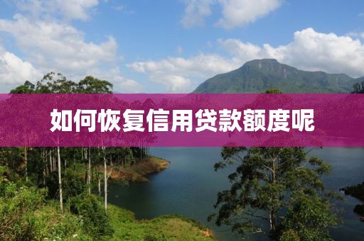 如何恢复信用贷款额度呢