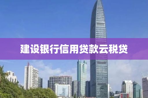 建设银行信用贷款云税贷