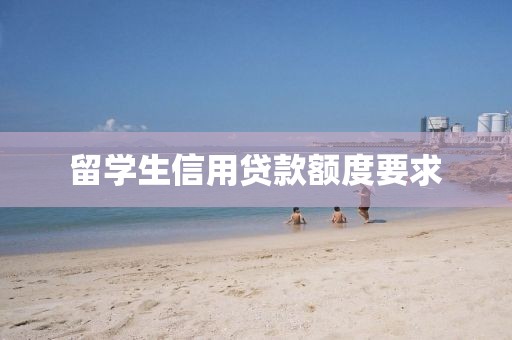 留学生信用贷款额度要求