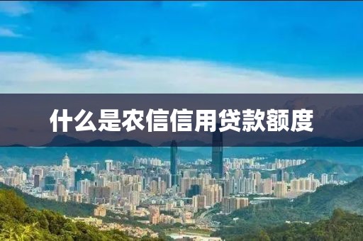 什么是农信信用贷款额度