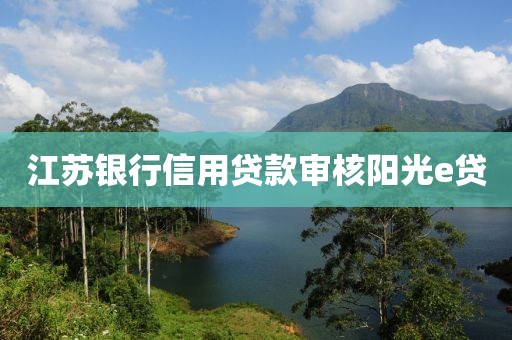 江苏银行信用贷款审核阳光e贷
