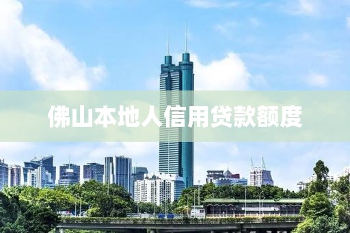 佛山本地人信用贷款额度