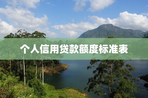 个人信用贷款额度标准表