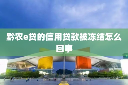 黔农e贷的信用贷款被冻结怎么回事