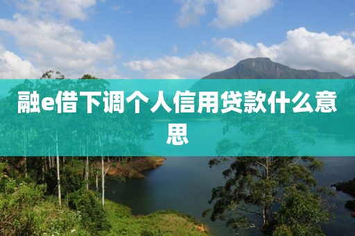 融e借下调个人信用贷款什么意思