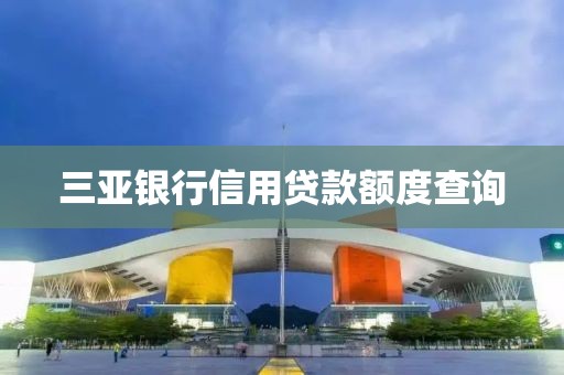 三亚银行信用贷款额度查询
