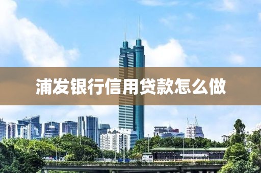 浦发银行信用贷款怎么做
